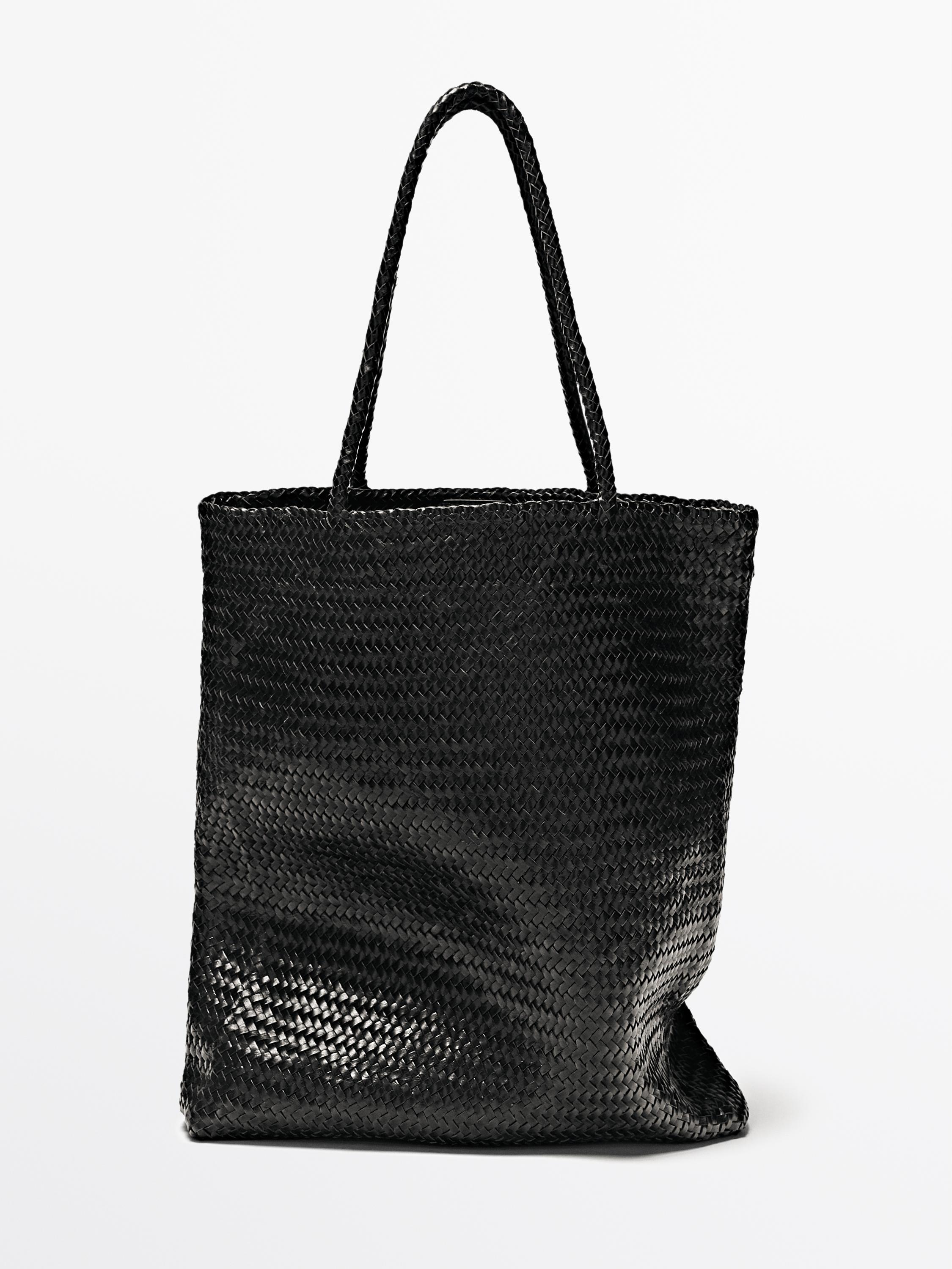 Grand sac cabas tressé en cuir nappa